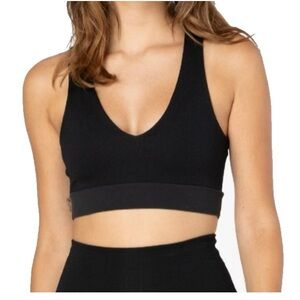 Beyond Yoga Heather Rib Remix Bralette Black Heather size S